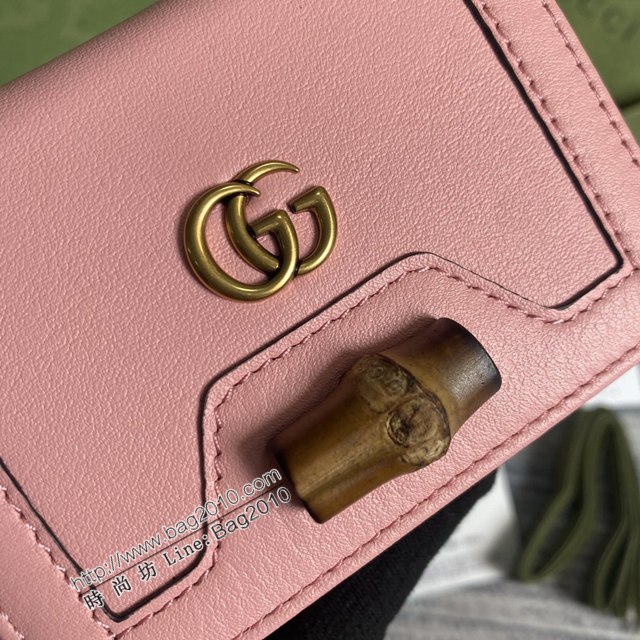 Gucci新款卡包 古馳竹子設計小牛皮錢包 Gucci全皮純色零錢包 658244  ydg3018